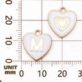 Gouden hart hanger van legering met wit emaille en letter M voor DIY sieraden - Letter M / Wit