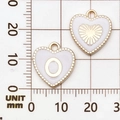 Gouden hartvormige hanger met wit emaille en letter O voor doe-het-zelf sieraden - Letter O / Wit