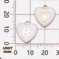 Gouden hartvormige hanger met wit emaille en letter R voor DIY-sieraden maken - Letter R / Wit