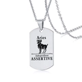 Aries Sternzeichen Edelstahl Halskette mit poliertem Silber-Finish Anhänger - Widder (BXN299) / Silber Widder