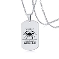 Polierte Edelstahl-Halskette mit Sternzeichen Krebs Gravur auf silbernem Dog-Tag - Krebs (BXN299) / Silber Krebs