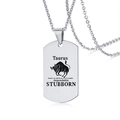 Silberne Edelstahl-Hundemarken-Halskette mit Stier-Sternzeichen und Gravur - Stier (BXN299) / Silber Stier