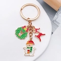 Porte clés de Noël en émail avec pendentifs couronne de renne et bonhomme de neige doré - Bonhomme de Neige Renne (ER812)