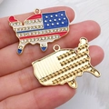 USA map charms set with red white blue enamel stars and stripes for DIY jewelry making - Map (19073)