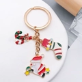 Porte-clés de Noël avec pendentifs en émail représentant le Père Noël et une sucette - Chaussette Bonbon Père Noël (ER816)
