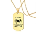 Goldene Edelstahl Halskette mit militärischer Hundemarke und Krebs-Sternzeichen - Krebs (BXN299) / Gold Krebs Sternzeichen