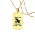 Goldene Sternzeichen Steinbock Halskette aus Edelstahl mit Dog-Tag-Anhänger und O-Kette - Steinbock (BXN299) / Gold Steinbock Sternzeichen