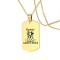 Edelstahl Gold Zwillinge Hundemarken Halskette mit astrologischen Gravuren - Zwillinge (BXN299) / Gold Zwillinge Sternzeichen