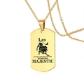 Goldene Sternzeichen Löwe Halskette aus Edelstahl mit gravierten Charaktereigenschaften - Löwe (BXN299) / Gold Löwe Sternzeichen