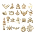 Set de dijes dorados de Halloween con murciélagos y arañas para hacer joyería - Estilo Mixto de Halloween (SN866) / Juego de 20 Piezas / Oro KC
