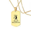 Goldene Waage Sternzeichen Militär-Tag Halskette mit kunstvollen Gravuren - Waage (BXN299) / Gold Waage Sternzeichen