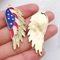 Golden American flag wing pendant with blue stars and red white stripes for DIY jewelry - Right Wing (19079)