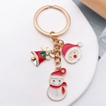 Porte-clés de Noël avec pendentifs émaillés Père Noël, bonhomme de neige et cloche - Bonhomme de Neige Cloche Tête de Père Noël (ER820)