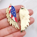 Golden wing charm with USA flag stars and stripes pattern, front and back view - Left Wing (19080)