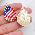 Gold-plated teardrop USA flag pendants with rhinestones for DIY jewelry crafts - Water Drop (19174)