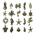 Set de 20 colgantes de animales marinos en bronce vintage para creación de joyas y collares - Serie Océano Bronce Antiguo