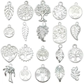 20 stuks zilveren levensboom en blad bedeltjes voor het maken van DIY sieraden - Helder Zilver (SN891)
