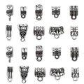 20pcs set of assorted antique silver alloy bail beads for DIY necklace bracelet making - Antique Silver Triple Bails (SN851)