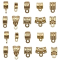 Golden alloy jewelry bails with vintage carvings for DIY necklaces and bracelets making - KC Gold Triple Bails (SN854)