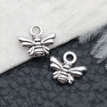 Colgantes de abeja plateados vintage para collares DIY y creación de joyería - Abeja Pequeña Plata Antigua (6541) / 10x11mm