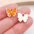 Pendentif papillon en alliage doré avec émail orange pour la création de bijoux DIY - Orange 12x11mm (12491)