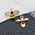 Colgante de abeja dorada con cristales y esmalte negro para creación de joyería - Abeja de Esmalte Amarillo (12235)