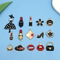 Set of 15 cartoon fashion charms with enamel coating for DIY bracelet and keychain making - Enamel Women Series Set 15 Models 1 Each (SN725) 23.2g