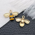 Colgantes de abeja en esmalte amarillo y negro para joyería DIY con reverso dorado - Abeja de Esmalte Oro KC Amarillo (16756)