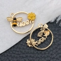 Colgante de aleación con abeja reina y margarita para creación de joyas DIY - Círculo de Abeja y Flor de Esmalte Oro KC (16959)