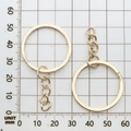 Golden 25mm metal keychain ring with chain variant displayed on a measurement board - 30mm / KC Gold
