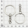 30mm silver flat split key ring with short link chain for DIY jewelry making - 30mm / White K/Silver