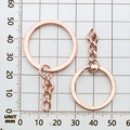 Rose gold 30mm flat key ring with short link chain for DIY keychain craft making - 30mm / Rose Gold