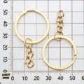 Golden 30mm split key ring with short four-link chain for DIY jewelry making - 30mm / Gold