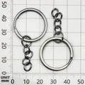 Gunmetal black metal keyring with chain set 30mm diameter flat lay on grid board - 25mm / Gun Black