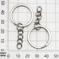 Glossy 30mm silver metal split key ring with short link chain connector hardware - 25mm / White K/Silver