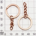 Polished rose gold metal keychain ring with short chain link for DIY accessories - 25mm / Rose Gold