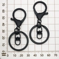 Matte black keychain set with lobster clasp and 30mm split ring, 68mm total length - Round Keychain with 8-shaped Buckle / 35x65mm / Swim Black