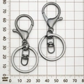 Gunmetal black iron key ring with lobster clasp and swivel D-ring for DIY accessories - Round Keychain with 8-shaped Buckle / 35x65mm / Gun Black