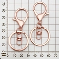 Rose gold 30mm metal keychain rings with lobster clasp and swivel join connectors - Round Keychain with 8-shaped Buckle / 35x65mm / Rose Gold