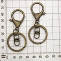 Antique bronze lobster clasp keychain with swivel ring for DIY craft accessories - Round Keychain with 8-shaped Buckle / 35x65mm / Bronze