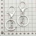 Pair of 30mm silver metal split key rings with lobster clasps and chains for DIY jewelry - Round Keychain with Chain / 35x65mm / Bright Silver