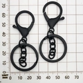 Matte black 30mm split key ring with lobster clasp and chain link hardware - Round Keychain with Chain / 35x65mm / Swim Black