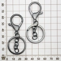 Gunmetal finish metal lobster clasp keychain with flat ring and 3-link chain DIY accessory - Round Keychain with Chain / 35x65mm / Gun Black