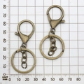 Antique bronze metal keychain set with 30mm split rings and lobster clasps for DIY - Round Keychain with Chain / 35x65mm / Bronze