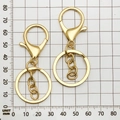 Golden 30mm metal split ring with lobster clasp chain for DIY keychain accessories - Round Keychain with Chain / 35x65mm / Gold