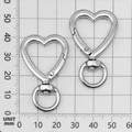 Polished silver heart-shaped lobster swivel clasps for DIY keychains, two piece set - Heart-shaped Keychain Clip / 42x26x5mm / White K/Silver