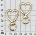 Light gold heart-shaped lobster clasps with swivel rings for DIY keychain making - Heart-shaped Keychain Clip / 42x26x5mm / KC Gold