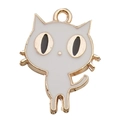 Süßer weißer Emaille-Katzenanhänger in Goldlegierung für DIY-Schmuckherstellung - Weiße Emaille Katze-11949