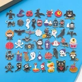 Detailed grid of Halloween enamel charms featuring pumpkin, ghost, and bat designs - Halloween Enamel Pendant Assortment (SN930)