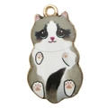 Cartoon grau-weißer Katzen-Legierungsanhänger mit rosa Pfoten für DIY-Schmuck - Hellgraue Emaille Katze-18684